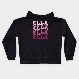 Ella First Name Personalized Retro Groovy Birthday Kids Hoodie